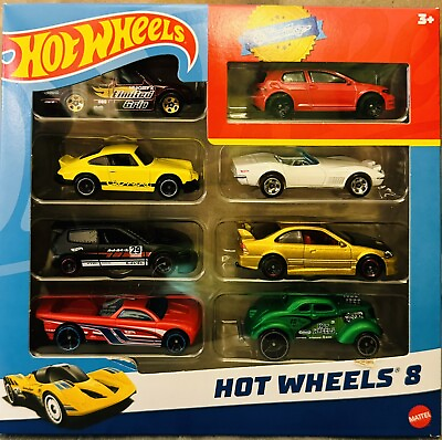 #ad 2024 Hot Wheels 8 Pack w Exclusive VW Golf Gold Honda Civic SI Yellow Porsche $24.99