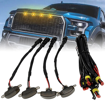 Raptor Style Smoked Lens Amber LED Front Grille Running Lights For Ford F150 $11.49
