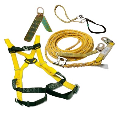 #ad Guardian Fall Protection Safety Kit 50ft Lifeline Velocity Harness amp; Anchor $119.99