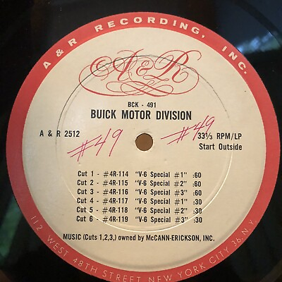 #ad RARE Buick Motor Division One Sided LP Record 1960’s Radio Commercials $40.00