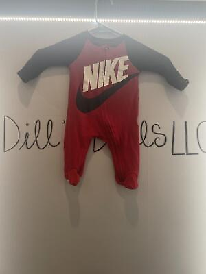 #ad Nike Newborn Baby Raglan Logo One Piece Red Black $14.72