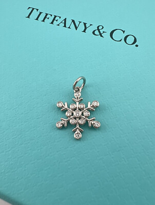 #ad Tiffany amp; Co. Platinum Diamond Snowflake Charm RARE $1759.00