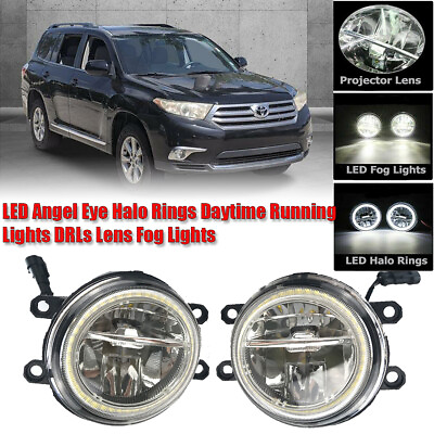 #ad LED Fog Light Kit Angel Eye Rings DRL Daytime Running Lamp Fit Toyota Highlander $66.11