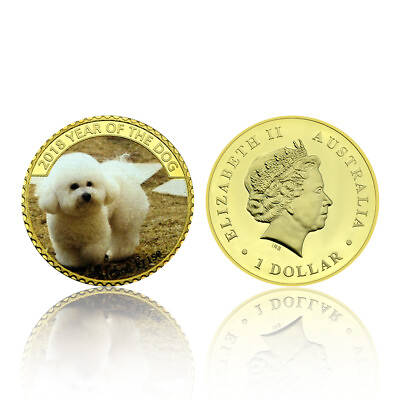 #ad Gold Plated Pet Dog Metal Coin Challenge Coin Christmas Present Business Coin $3.70