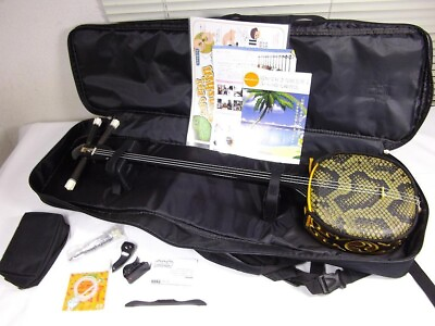 #ad SANSHIN Okinawa Shamisen Soft Case Set Artificial Leather Japan Instrument Book $265.00