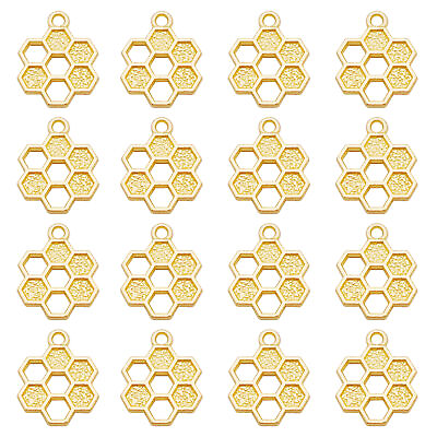 #ad 20 pcs Hollow Honeycomb Alloy Charm Gold For Pendant Dangle Jewelry DIY 15x19mm $4.79