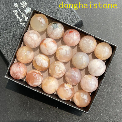 #ad 12pcs Wholesale Natural cherry blossom agate sphere quartz crystal ball 15mm $14.59