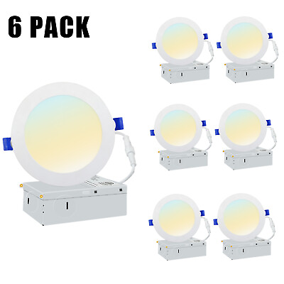 #ad 6 12 Pack 6 Inch 3CCT Ultra Thin LED Recessed Ceiling Light with Junction Box US $29.00