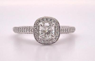 #ad GIA Certified Cushion Diamond Halo Engagement Ring 14K White Gold F VVS1 $1750.00