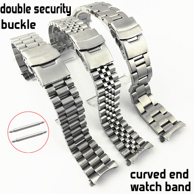 #ad Curved Ends Metal Strap 18 19 20mm 21mm 22mm 23 30mm Stainless Steel Watch Band $16.98