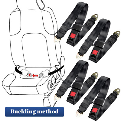 #ad 4X Universal Lap Seat Belt 2 Point Adjustable Retractable Car Single Seat Belt $17.99