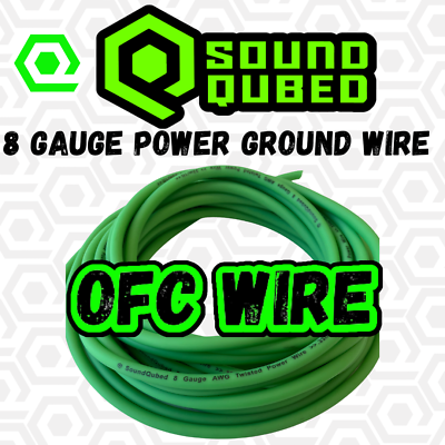 #ad Soundqubed 8 Gauge OFC Power Ground Wire 8 gauge audio wire GREEN 50FT 250FT $65.99