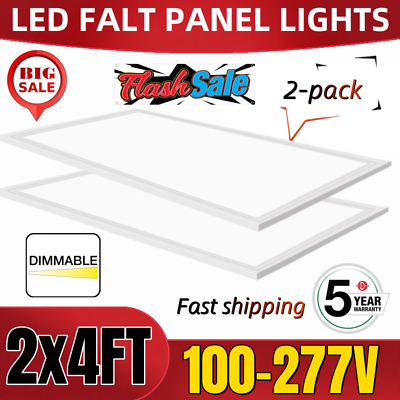 #ad 2Pack 2X4Ft Recessed Ceiling Flat LED Light Panel Commercial Light Fixtures $127.00