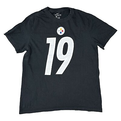 #ad Nike Steelers T Shirt Graphic Print Smith Schuster Black Mens Medium GBP 10.49