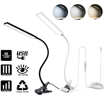 LED Adjustable Eye Caring Reading Desk Lamp with Clamp Study Light 3 Colors $21.65