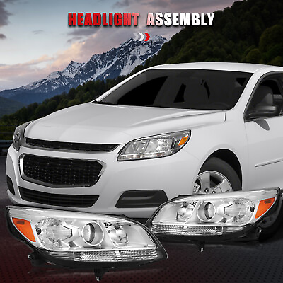#ad Fits Chevy Malibu 2013 2014 2015 Headlights Projector Chrome Housing Headlamps $134.99