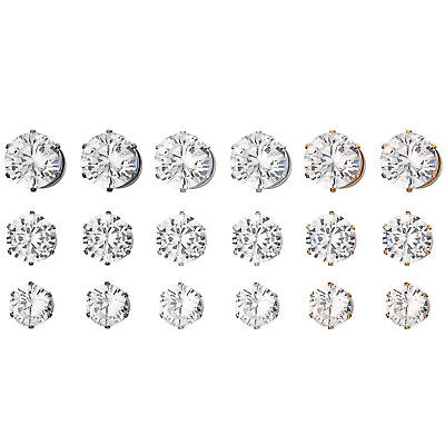 #ad 6 7 8mm Men Womens Magnetic Non Piercing CZ Stud Clip On Cheater Fake Earrings $10.99