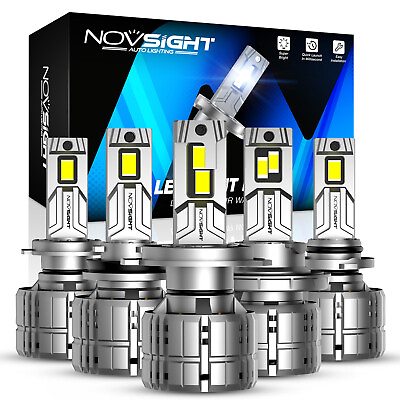 NOVSIGHT H13 H4 H7 9005 6 LED Headlight Bulbs Kit H Lo Beam 200W 40000LM White $48.15