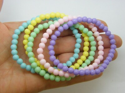 #ad 5 Bracelets stretchy elastic 5 colours 5.4cm $4.25