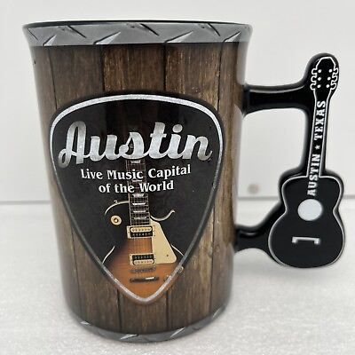 #ad Black Souvenir 16oz Austin Texas Mug With Guitar Handle Live Music Capital $8.49