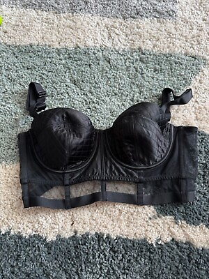 #ad victorias secret black sheer corset bra gently used sexy lingerie 36C $18.00