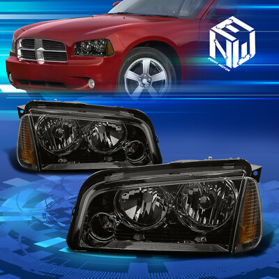 #ad For 06 10 Dodge Charger Smoked Housing Headlight Amber Turn Signal Corner Lamps $103.88