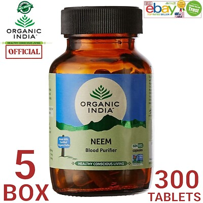 #ad #ad Organic India Neem Exp.2025 USA OFFICIAL 5 BOX 300 Capsules Care Immunity Skin $49.98