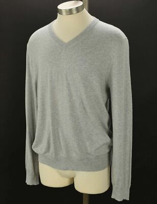 #ad THE MENS STORE Light Heather Gray V Neck Sweater Cotton Cashmere LARGE NWT $39.99