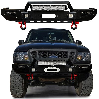 #ad Vijay For 1993 1997 Ford Ranger Steel Front Bumper w Winch Plateamp;LED Light $709.99