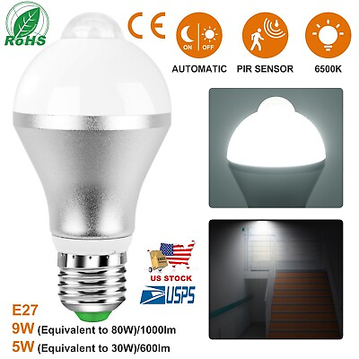 #ad Indoor Outdoor Motion Sensor Light Bulb Motion Activated LED Dusk to Dawn 9W 5W $12.45