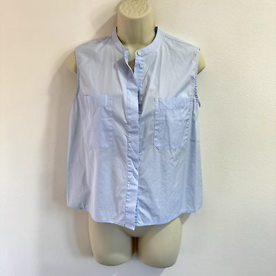 #ad Vince Light Blue Crop Shirt Size XS Extra Small Italy Blouse Cotton Pockets $13.50