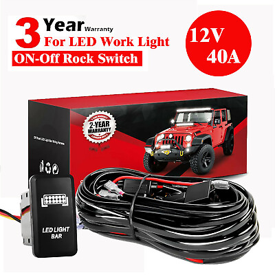 #ad LED Light Bar Wiring Harness Kit 12V 40A Fuse Relay Rocker Switch Kits Offroad $14.59