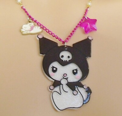 #ad Necklace Black Bunny Harajuku Kawaii Bow Anime Cartoon Kitty Girls Star e girl $18.50