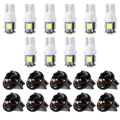 #ad 10x Super White Instrument Gauge Cluster Dash Light W Sockets T10 194 LED Bulbs $11.09