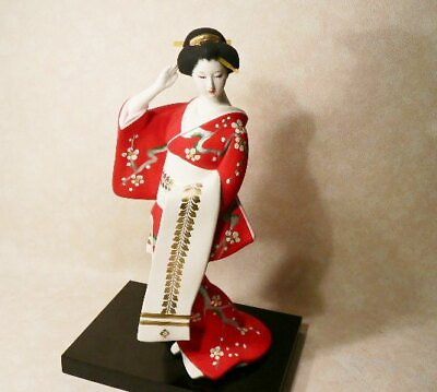 #ad Lovely Japanese Hakata Art Doll Fukuoka Bijin Red Kimono $320.00