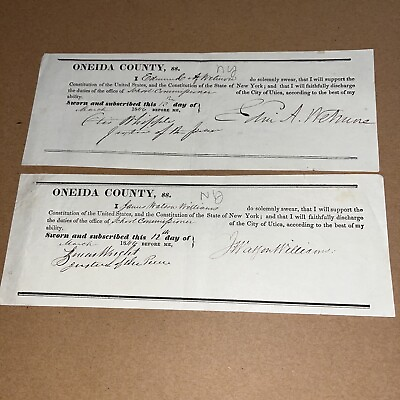 #ad 1846 Antique Sworn Signed Oath Utica Oneida County New York School Commissioners $59.13