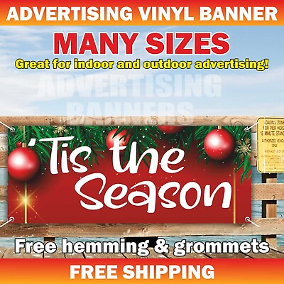 #ad ‘Tis the Season Advertising Banner Vinyl Mesh Sign Merry Christmas Holidays Xmas $179.95