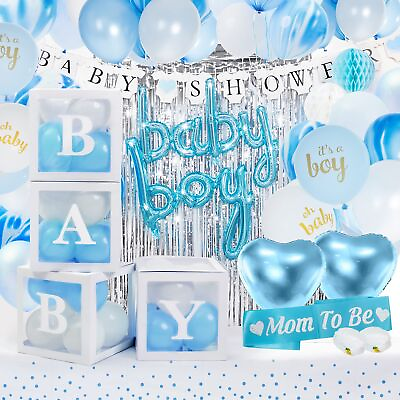 #ad Baby Shower Decorations for Boy All in One inclusive JUMBO Decor Set Blue $74.48