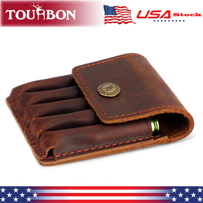 #ad Tourbon Leather Rifle Cartridges Carrier Pouch Ammo Case Bullets Wallet for Belt $18.00