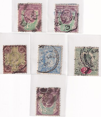 #ad GB stamps King Edward 7 Queen Victoria Mixed Perfin set $70.00