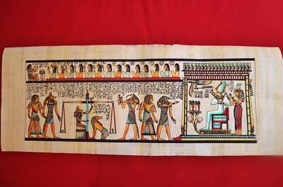 #ad Huge Signed Handmade Papyrus Egyptian Judgment Day Art Painting...32quot;x12quot; Inches $14.95