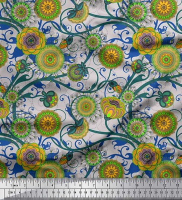 #ad Soimoi Grey Cotton Poplin Fabric Artistic Flower Mandala Print Sewing NL6 AU $16.99