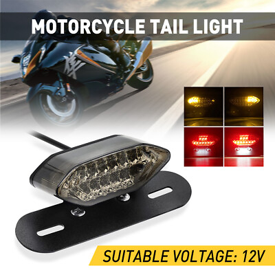 #ad Motorcycle Integrated LED Tail Light Dual Turn Signal Brake License Plate Lamp $12.99