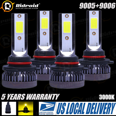 #ad 2pairs 90059006 LED Headlights Kit Combo Bulbs 3000K High Low Beam Super Bright $17.99
