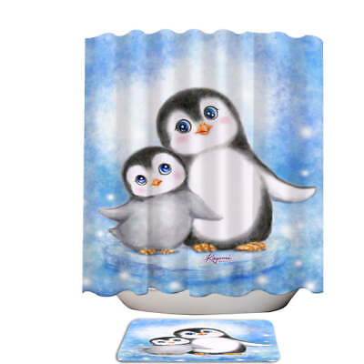 #ad Cute Animal Art Drawings Penguins Side by Side Shower Curtains $46.90