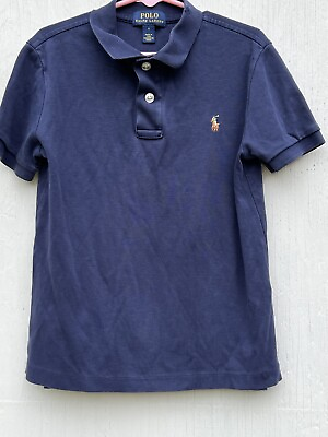 #ad polo ralph lauren shirt Kids Blue Size 6 Short Sleeves Brown Pony $6.75
