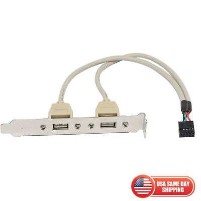 #ad 2 Port USB A Female 2.0 Rear Panel Expansion Bracket to Motherboard USB Header $7.99