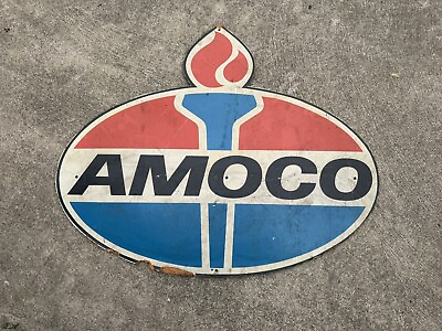 #ad Large Pressed Wood Cardboard Indoor Vintage Amoco Sign 32” X 40” $99.99