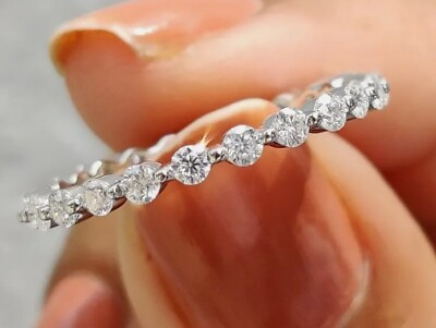 #ad 2.20 Ct Round Cut Diamond Lab Created Engagement Ring Band 14K White Gold $455.00