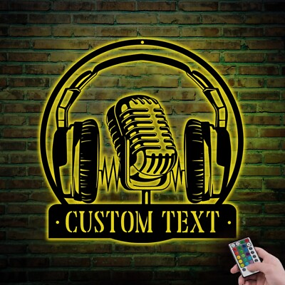 #ad Custom Music Audio Studio Metal Wall Art LED LightPersonalized Name Sign $136.99